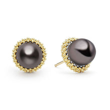 Load image into Gallery viewer, Luna 18K Gold Tahitian Black Pearl Stud Earrings
