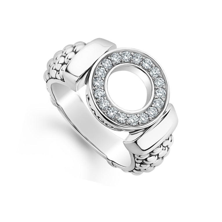 SS Caviar Spark Diamond 13mm Circle Center Ring