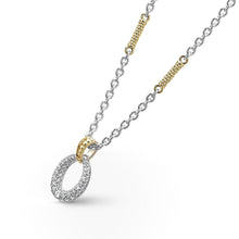 Load image into Gallery viewer, SS 18K Caviar Lux Diamond Pave Oval Drop Station Necklace
