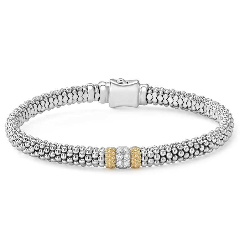SS/18K Caviar Lux Diamond Single 6mm Rope Bracelet