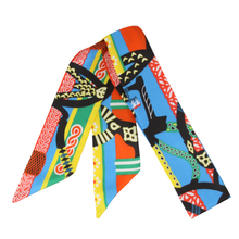 Load image into Gallery viewer, Vibrant Mosaic Skinny Silk Scarf