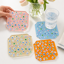 Load image into Gallery viewer, Boxed Acrylic Coaster Set of 4, Preppy Mahjong
