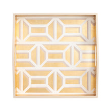 Load image into Gallery viewer, Garden Gate Lacquer Square Tray in White & Gold