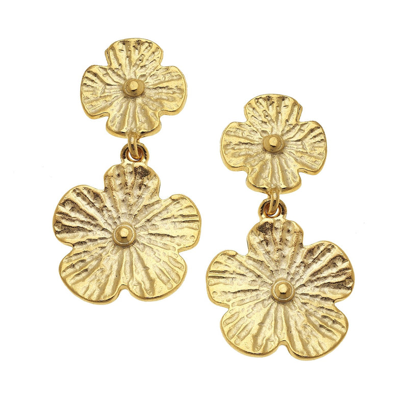 Milly Gold Double Flower Earrings