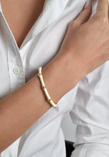 Load image into Gallery viewer, Bamboo Crème Enamel Hinged Bangle