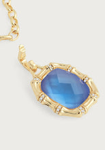 Load image into Gallery viewer, Bamboo Iridescent Swiss Blue Stone Pendant Necklace