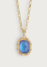 Load image into Gallery viewer, Bamboo Iridescent Swiss Blue Stone Pendant Necklace