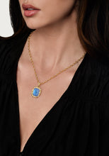 Load image into Gallery viewer, Bamboo Iridescent Swiss Blue Stone Pendant Necklace