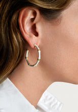 Load image into Gallery viewer, Bamboo Crème Enameled Hoop Earrings