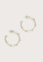 Load image into Gallery viewer, Bamboo Crème Enameled Hoop Earrings