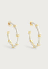 Load image into Gallery viewer, Bamboo Crème Enameled Hoop Earrings