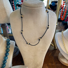 Load image into Gallery viewer, Leather Necklace with Gold Beads