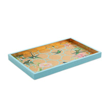 Load image into Gallery viewer, Hummingbird Trellis Lacquer Vanity Tray in Gold
