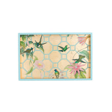 Load image into Gallery viewer, Hummingbird Trellis Lacquer Vanity Tray in Gold