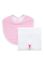 Load image into Gallery viewer, Pink Golf Bib & Burp Box Set