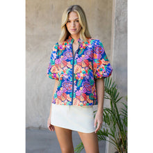 Load image into Gallery viewer, Smocked Neck Puff Sleeve Floral Top