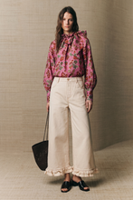 Load image into Gallery viewer, Ruffle Tie Neck Long Sleeve Print Blouse