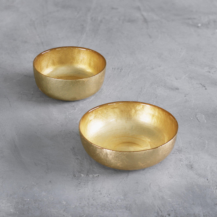 New Orleans Shallow Round Foil Leafing Bowl Set of 2