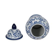 Load image into Gallery viewer, Temple Jar - White/Blue Ceramic Chinoiserie Charm, 18 in.