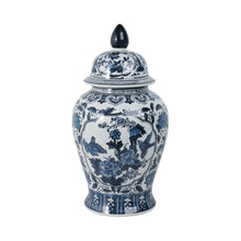 Load image into Gallery viewer, Decorative Jar - Blue Ceramic Flowers Temple Style, 19 in.