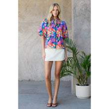 Load image into Gallery viewer, Smocked Neck Puff Sleeve Floral Top