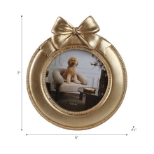 Load image into Gallery viewer, Gold Polyresin Round with Bow 4x4 in. Frame