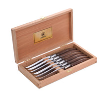 Load image into Gallery viewer, Walnut Mirror Set of 6 Steak Knives
