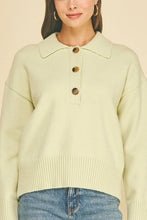 Load image into Gallery viewer, Pinch Collared Button Down Blue Sweater