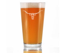 Load image into Gallery viewer, Longhorn Pint Glass for Beer - 16 oz.