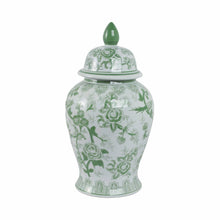 Load image into Gallery viewer, Ceramic Bird Flower Decorative Temple Jar - Green, 18 in.