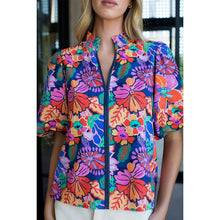 Load image into Gallery viewer, Smocked Neck Puff Sleeve Floral Top