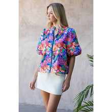 Load image into Gallery viewer, Smocked Neck Puff Sleeve Floral Top