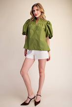 Load image into Gallery viewer, Bubble Sleeve V-Neck Stand Collar Shirt