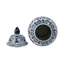 Load image into Gallery viewer, Decorative Jar - Blue Ceramic Flowers Temple Style, 19 in.