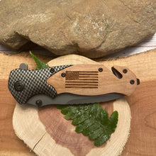 Load image into Gallery viewer, American Flag Lasered Pocket Knife