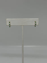 Load image into Gallery viewer, 14K Yellow Gold Diamond and Emerald Huggie Hoop Earring