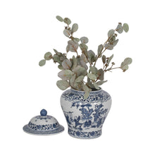 Load image into Gallery viewer, Blue Ceramic Blossoms Temple Decorative Jar -15 inches