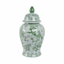 Load image into Gallery viewer, Ceramic Bird Flower Decorative Temple Jar - Green, 18 in.