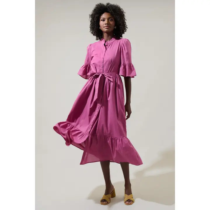 pink button down midi dress Oksale Womens Shirt Dresses with Sleeves Button Down Midi Dress Casual Business Curved Hem Summer Dress Blouses Dresses Hot Pink S, Women's, Size: