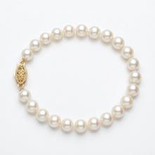 Load image into Gallery viewer, 7" 7-7.5 mm Akoya Pearl Bracelet with 14K Yellow Gold Clasp