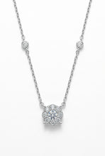 Load image into Gallery viewer, 14K White Gold Diamond Cluster Necklace With Diamond Station Chain