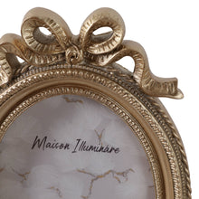 Load image into Gallery viewer, Photo Frame - Gold Polyresin Oval Coquette with Bow, 4x6 in.