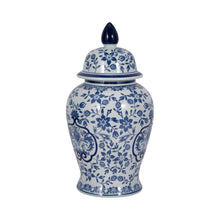 Load image into Gallery viewer, Temple Jar - White/Blue Ceramic Chinoiserie Charm, 18 in.