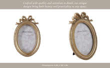 Load image into Gallery viewer, Photo Frame - Gold Polyresin Oval Coquette with Bow, 4x6 in.