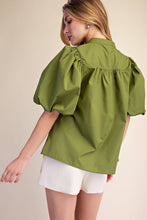 Load image into Gallery viewer, Bubble Sleeve V-Neck Stand Collar Shirt