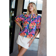 Load image into Gallery viewer, Smocked Neck Puff Sleeve Floral Top