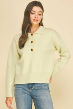 Load image into Gallery viewer, Pinch Collared Button Down Blue Sweater