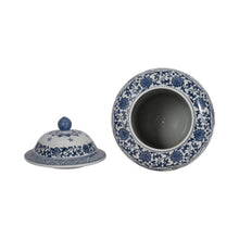 Load image into Gallery viewer, Blue Ceramic Blossoms Temple Decorative Jar -15 inches
