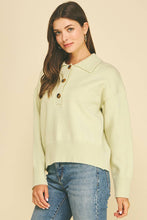 Load image into Gallery viewer, Pinch Collared Button Down Blue Sweater
