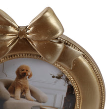 Load image into Gallery viewer, Gold Polyresin Round with Bow 4x4 in. Frame